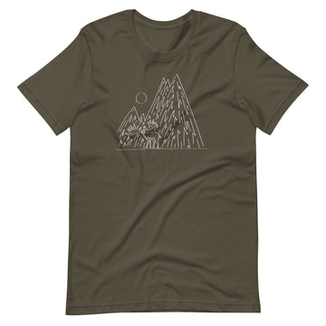 "Elk & Mountain" Adult Short-Sleeve Unisex T-Shirt