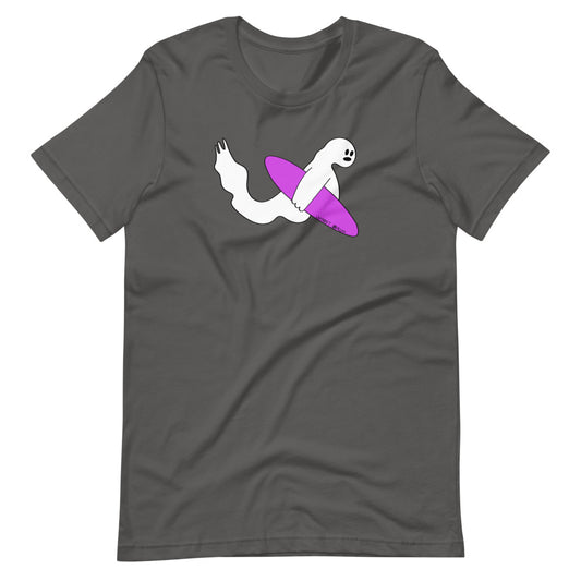 ghost holding surf board t-shirt