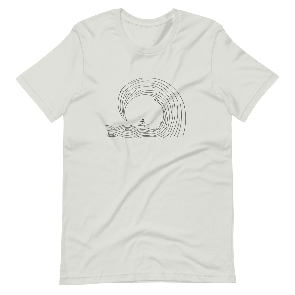 boy riding wave t-shirt